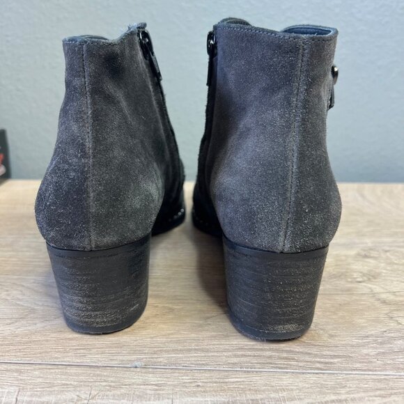 Paul Green Soho Moto Studded Triple Strap Buckle Suede Ankle Boot Booties 6.5 - Picture 4 of 11